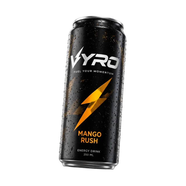 VYRO Mango Rush energy drink can